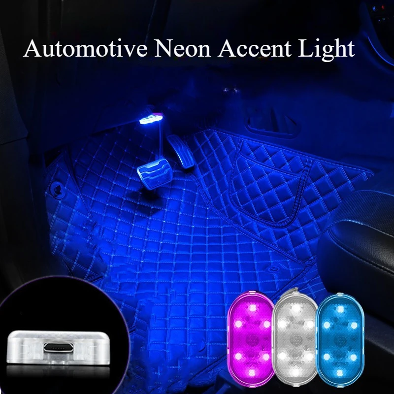 Car Atmosphere Decorative Lamp Velcro Design Wireless Led Lights for Car Interior USB Rechargeable Automotive Neon Accent Light