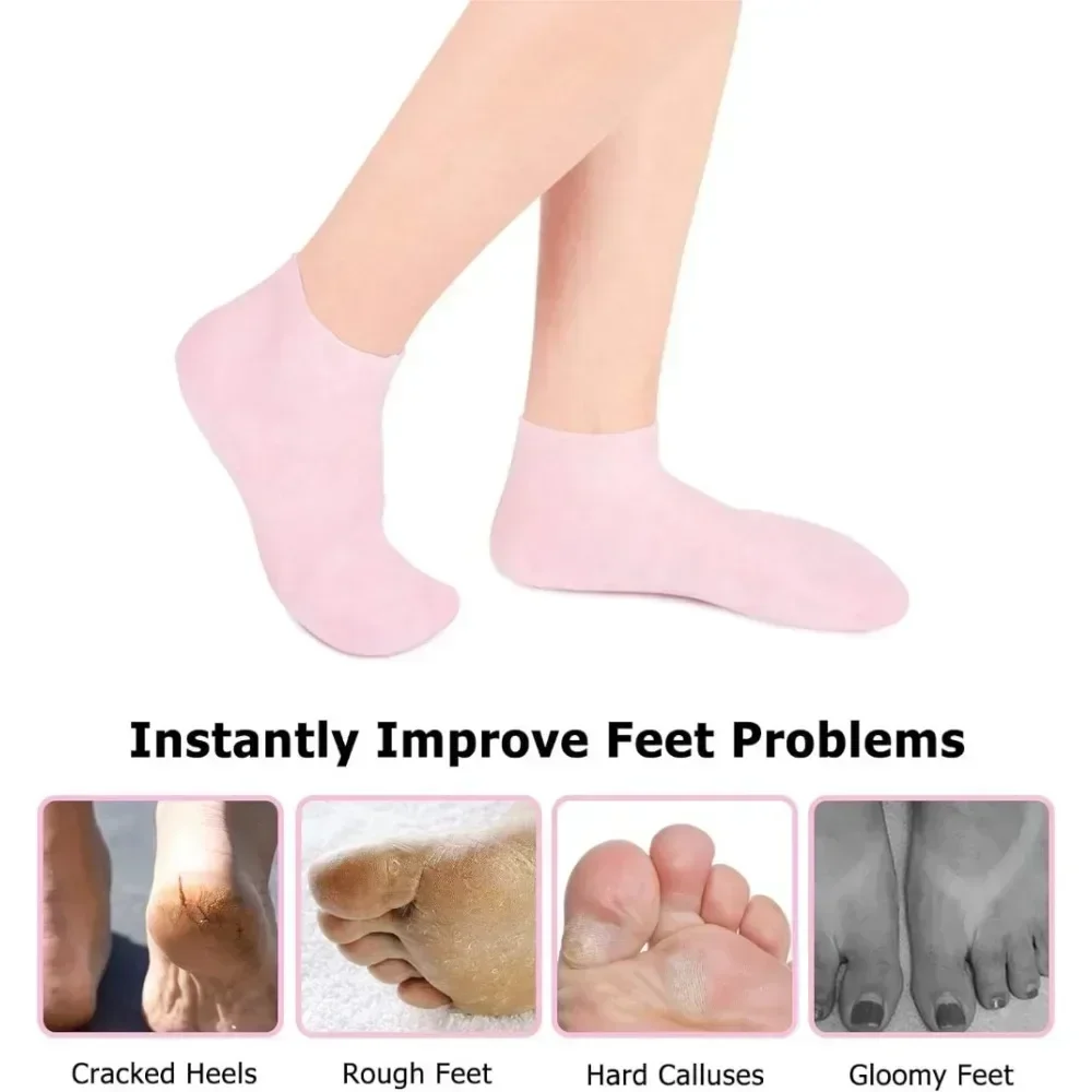 1Pair Silicone Socks Foot Spa Moisturizing Gel Sock Exfoliating and Preventing Dryness Cracked Anti Cracking Sock Foot Skin Care