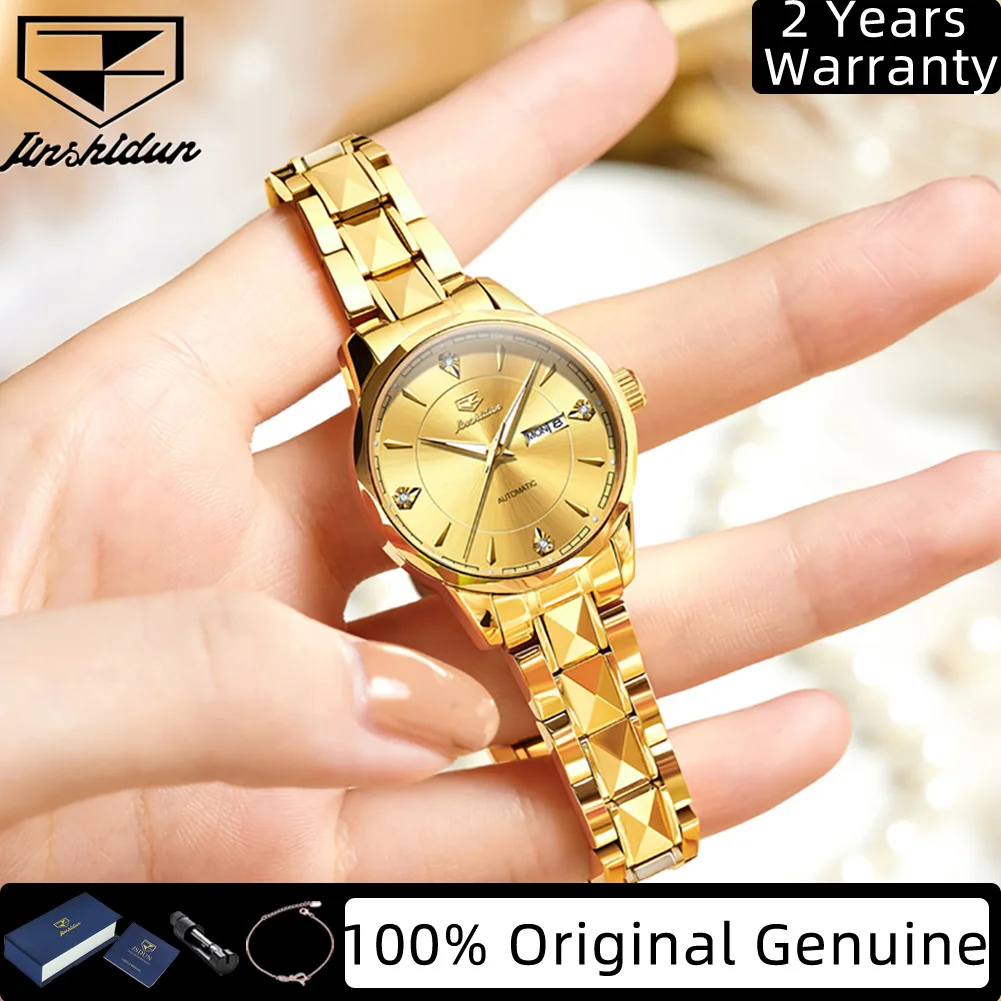 

JSDUN 8975 женские часы импортные механические часы для женщин ремешок из вольфрамовой стали водостойкий календарь автоматические часы