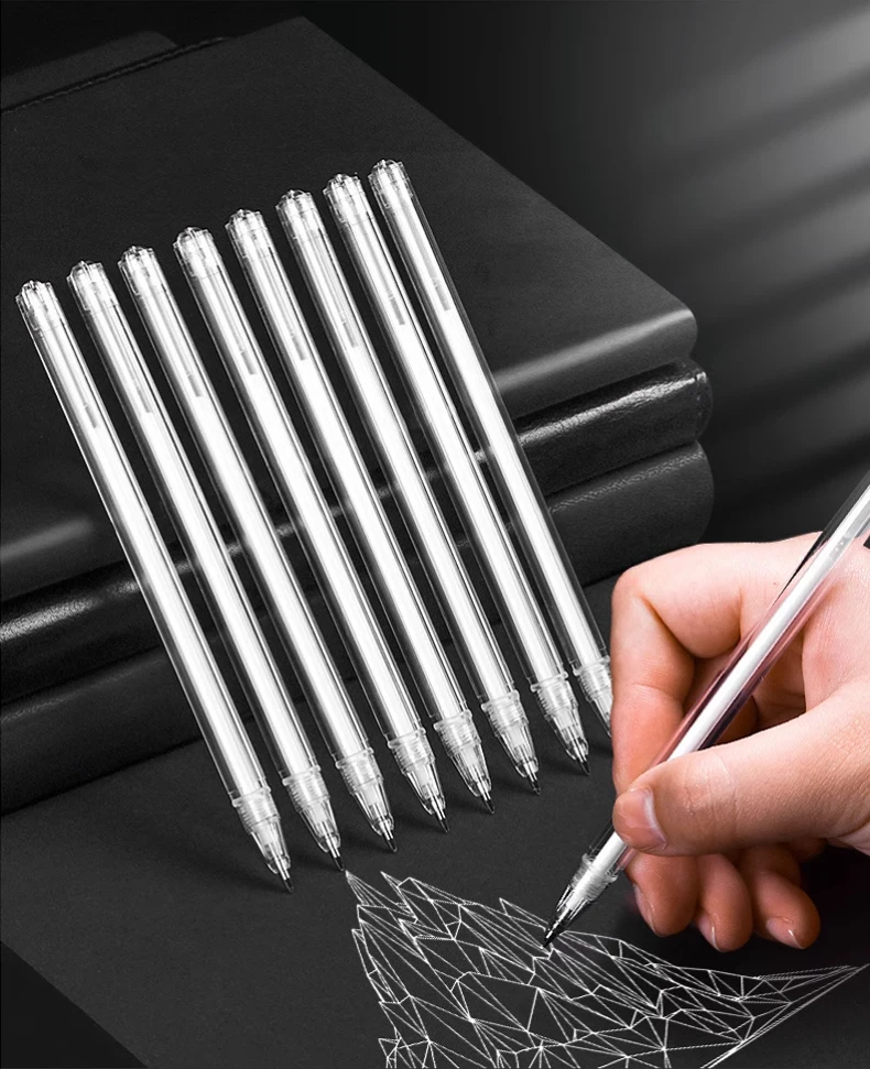 Weiß Gold Silber Klassischer Highlight-Stift, glänzende Nachfüllung, Malmarker, Zeichenstift, Schulbedarf, Stift + Nachfüllset, Gelstift – Detail 5