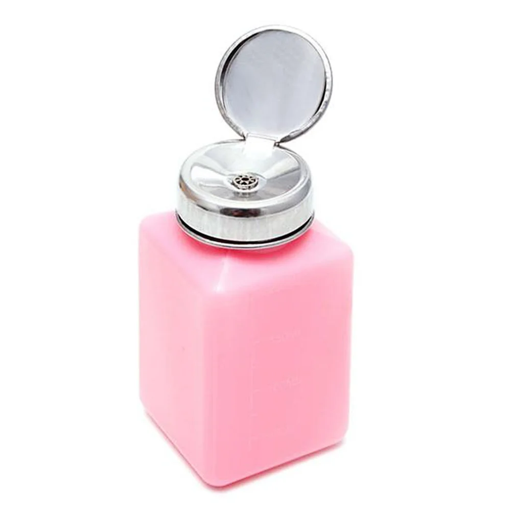 Nail Polish Bottle 200ML Empty Nail Pump Bottle for Storing Liquid Manicure Makeup Remover (Pink)