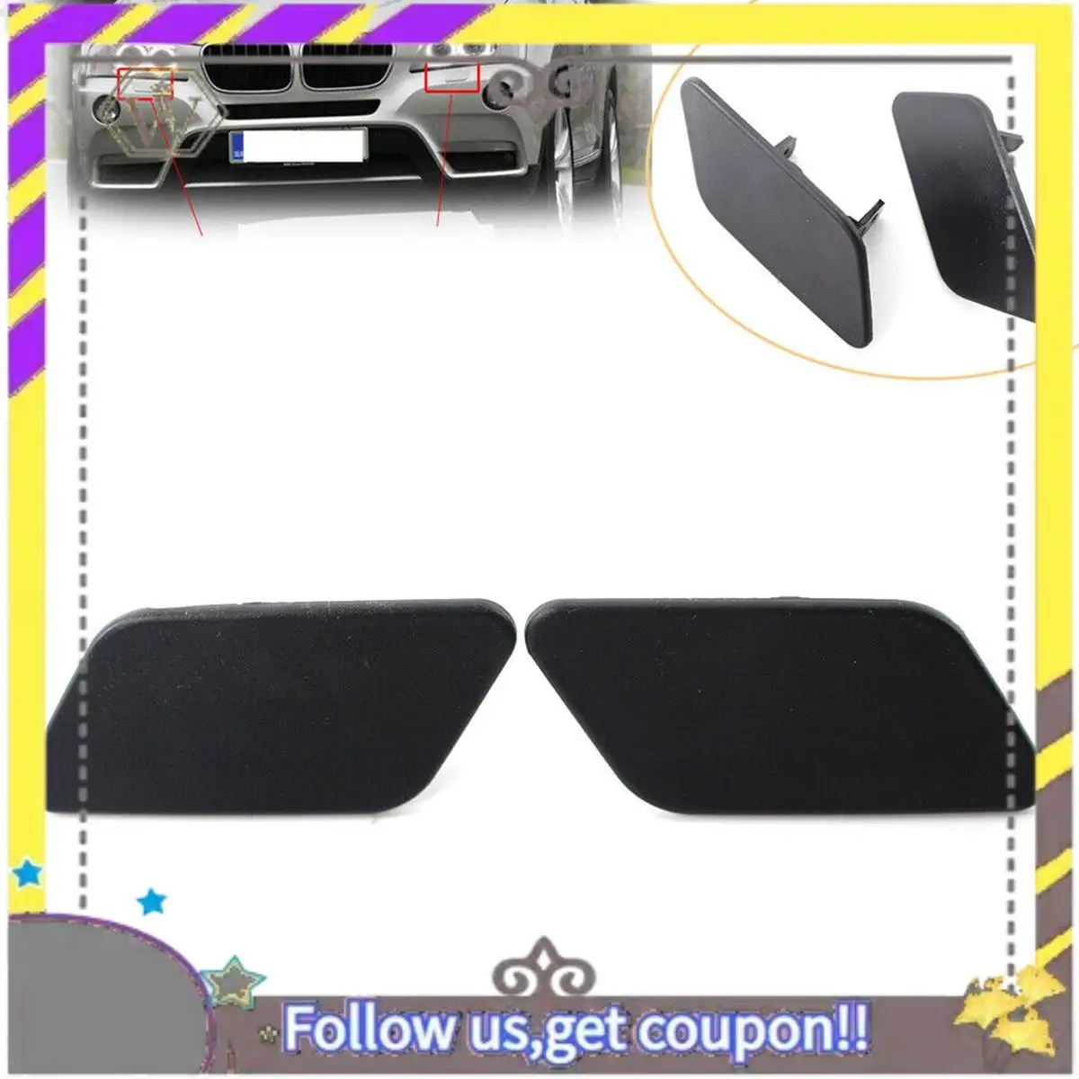 

ABXV-Front Left Right Headlight Washer Nozzle Headlight Spray Nozzle Cap Cover 51117212953 51117212954 For -BMW F25 X3 2010-2014