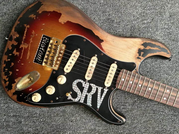 High quality Relic-electric guitar, SRV style,Alder body with Maple neck,Custom electric guitar,free shipping