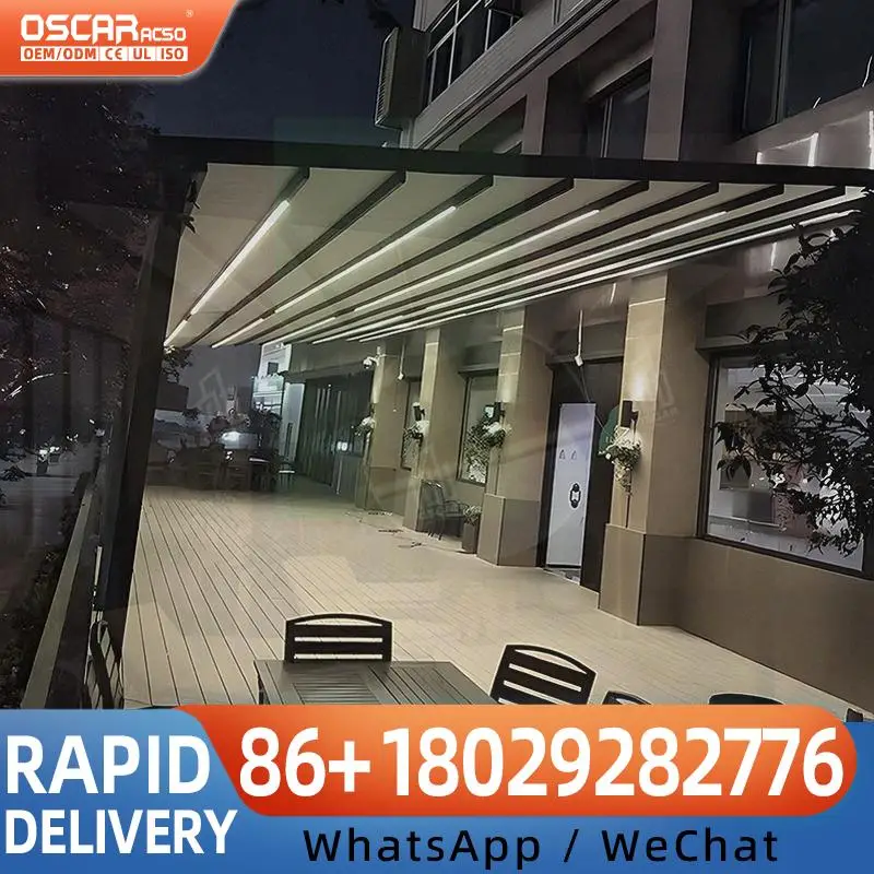 Motorized Retractable Sun Shading Awning Sliding Shades for Pergola Terrace Patio Retractable Canopy Pergola