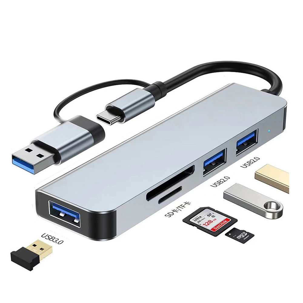 USB-Hub Hochgeschwindigkeits-USB 3.0 Hub-Splitter-Kartenleser Multi port mit SD-TF-Ports für MacBook-Computer zubehör Typ C.