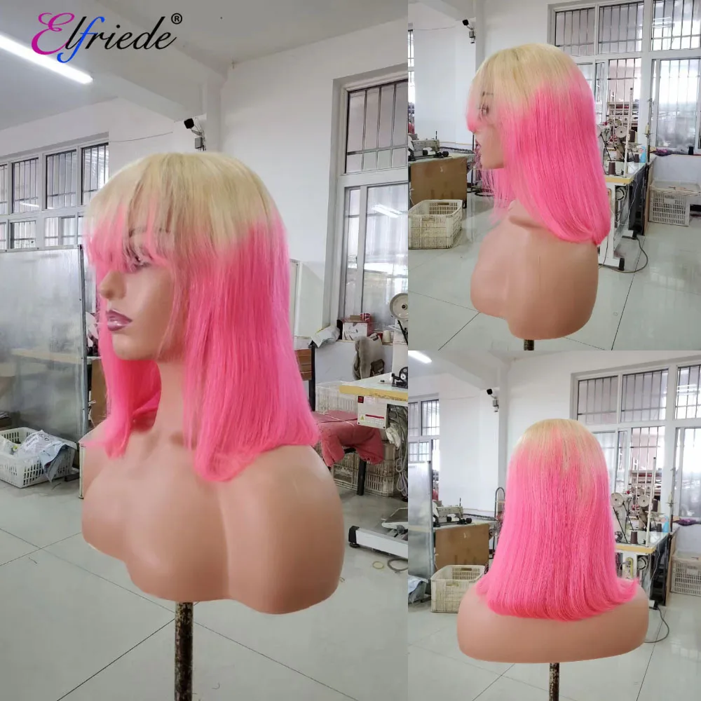 Elfriede #613 Pink Bob Wigs Human Hair Wigs Straight 4x4 Lace Closure 13x4 13x6 Lace Frontal Short Bob Hair Wigs for Women