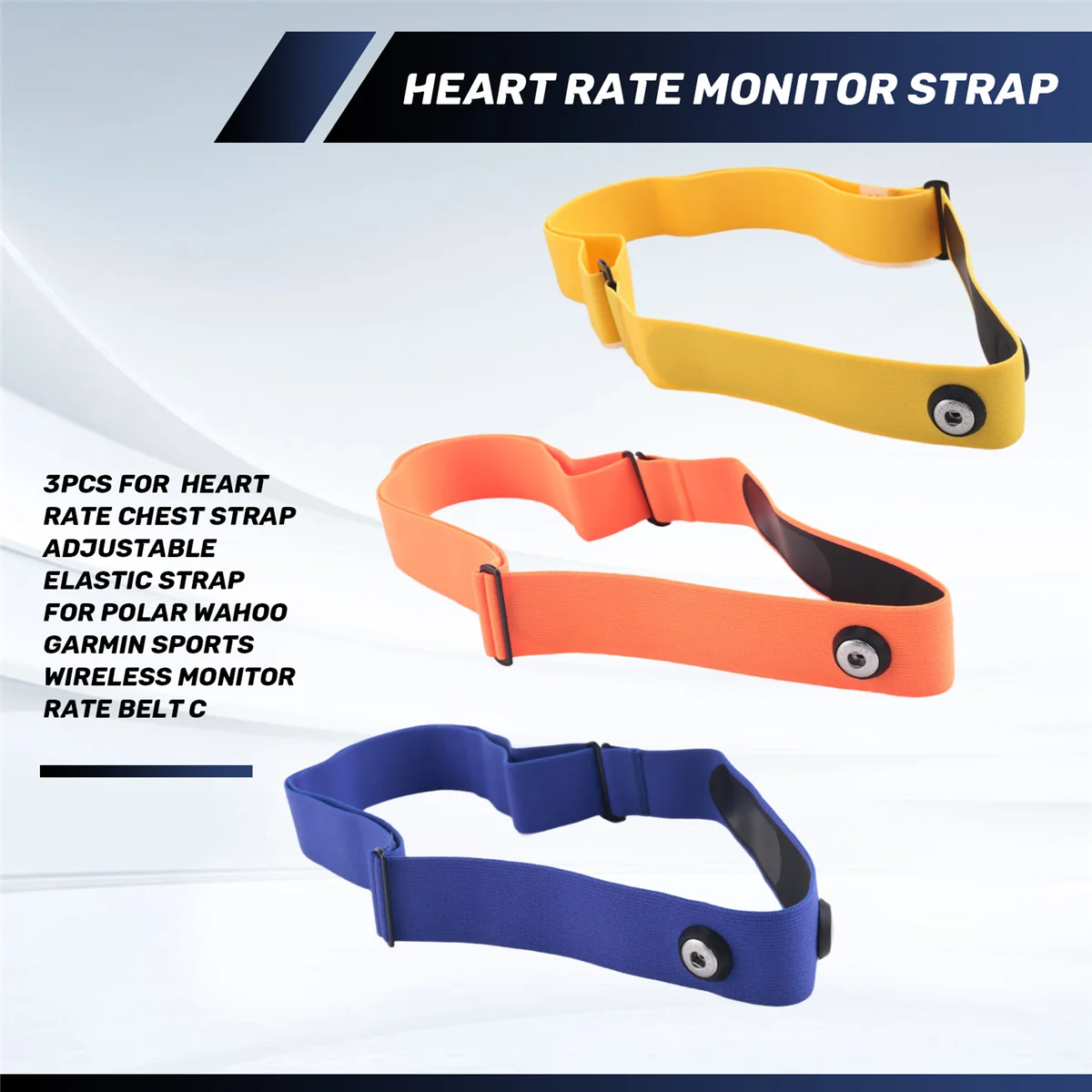ACKOR 3 Stück für Magene Herzfrequenz-Brustgurt, verstellbarer Gummiband für Polar Wahoo Garmin Sports Wireless Monitor Rate Belt C