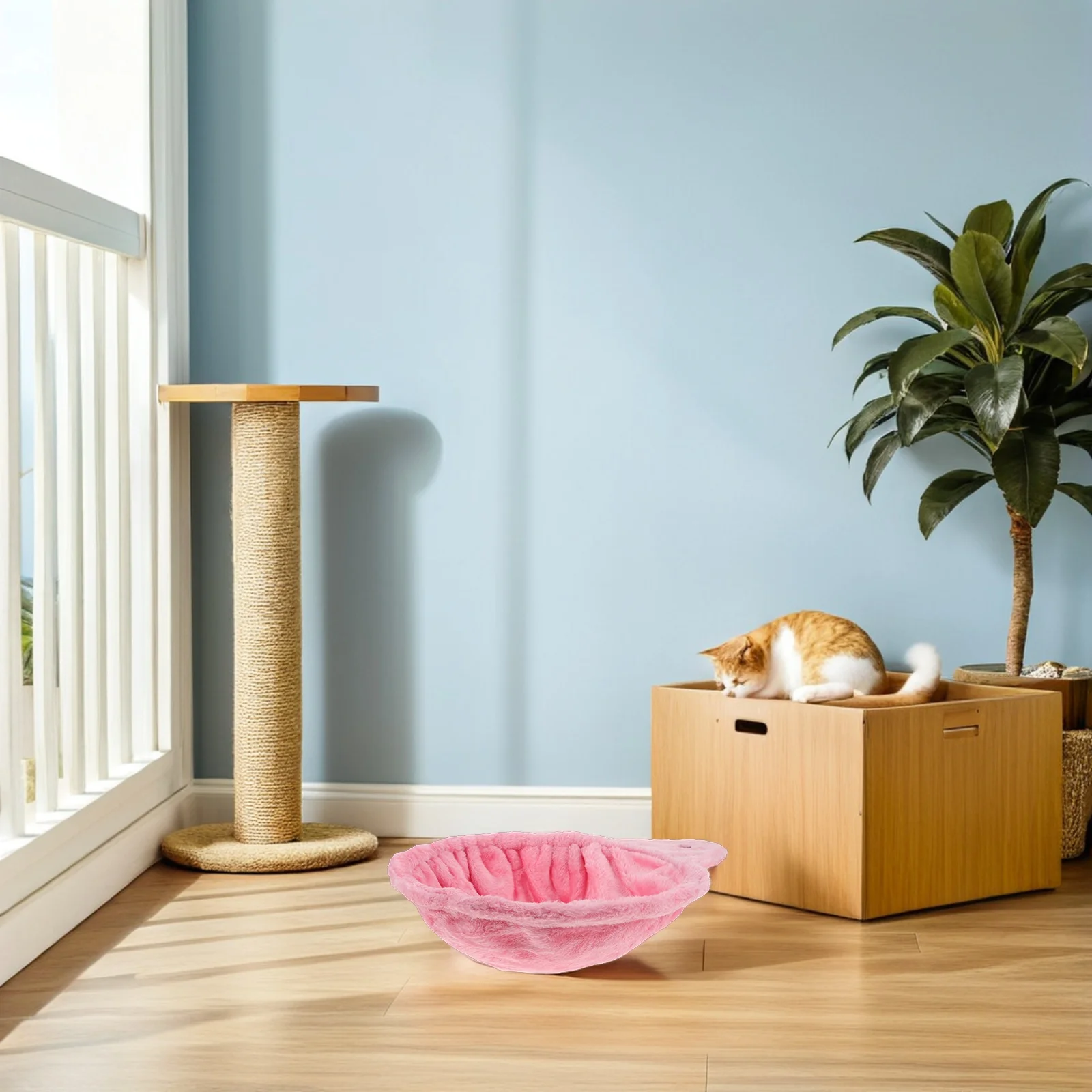 أرجوحة شجرة بديلة كبيرة مستديرة على شكل جثم للقطط سلة معلقة عالمية للقطط أثاث الحيوانات الأليفة الناعم