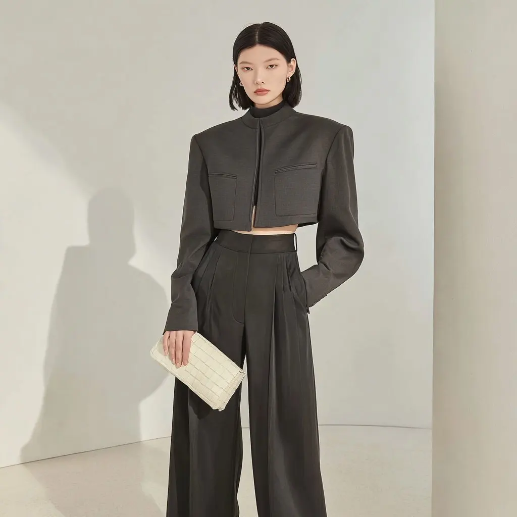 

Women's Round Neck Jacket for Autumn Winter Commuting Style Fashionable Casual Top Layer Clothing Item