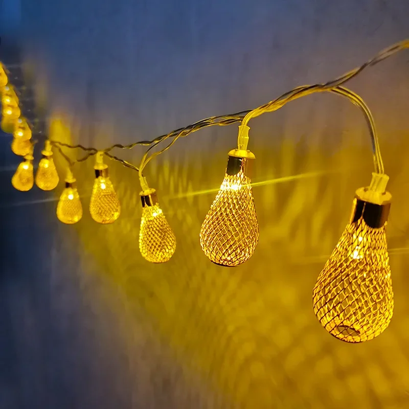 Mesh Hollow-out Water Drop Led Star Light StringDecoration luci romantiche Creative fai da te luci Decorative per la stanza di natale