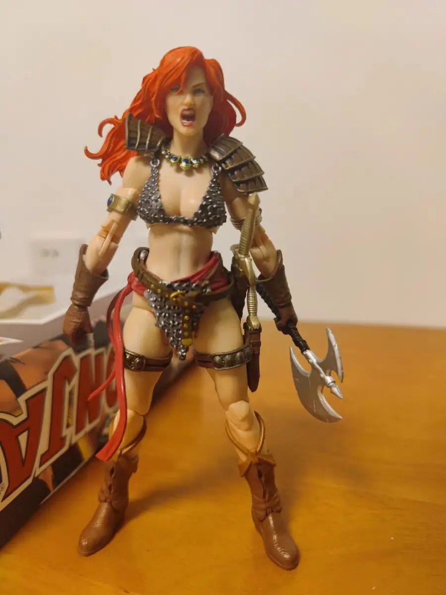 Hot Boss Fight Studio 1/12 Scale Red Sonja 50th Anniversary Figure Epic H.A.C.K.S. سلسلة مع قاعدة عرض نموذجية مفصلة #4