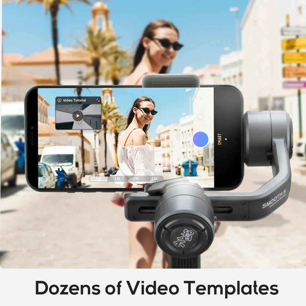 ZHIYUN Smooth 5 3-Axis Handheld Gimbal Stabilizer Smartphones Dolly Zoom Smart Tracking Timelapse Gesture Control AI Editing