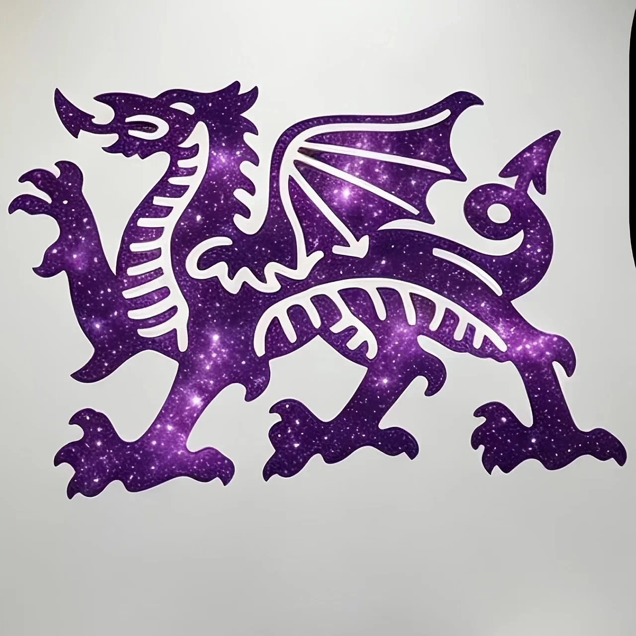 CIFBUY Iron Wall Art Welsh Dragon 2D Silhouette Purple Starry Sky Style Metal Plaque For Bedroom Living Room Office Bar Decor