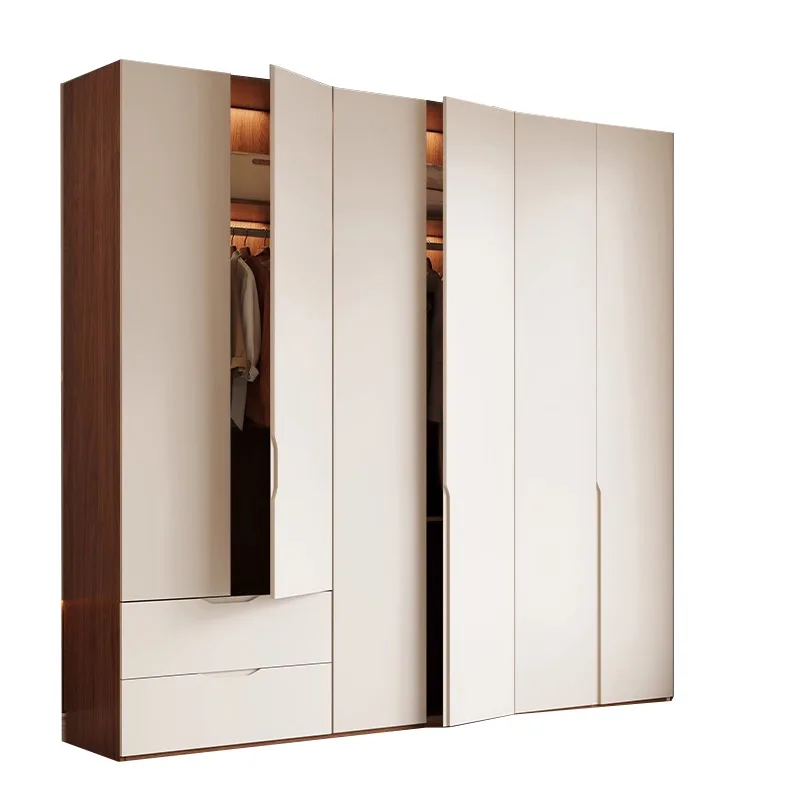 Solid wood wardrobe, home bedroom, one door to the top, handle free finished wardrobe, wardrobe cabinet