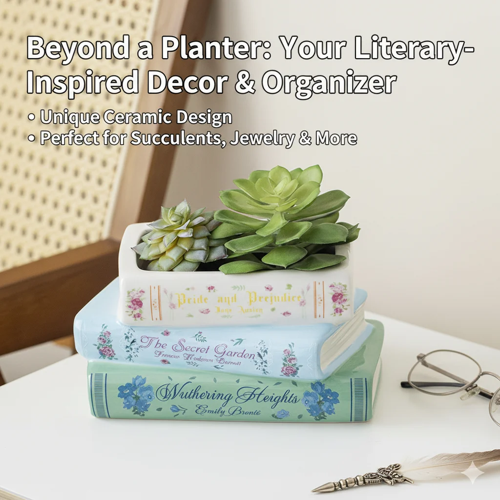 

Creative Ceramic Book Vase Simulation Book Flowerpot For Succulent Plant Display Vintage Decor Planter For Living Room Home Desk