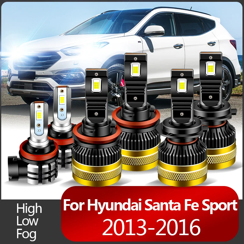 2PCS 30000LM For Hyundai Santa Fe Sport 13-16 Car LED Headlight Bulbs H7 High Beams H11 Low Beams Fog Lamp High quality Canbus