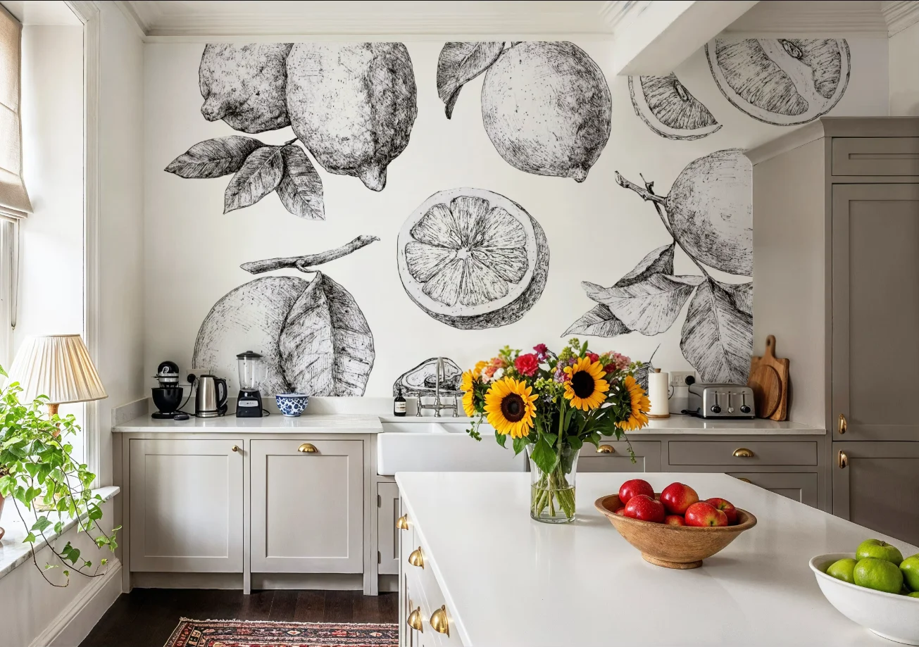 Customized Size Mural Sketches Fruit Lemon Orange Wallpaper Home Decoration Children's Room Dining Room Bedroom 3d wallpaper