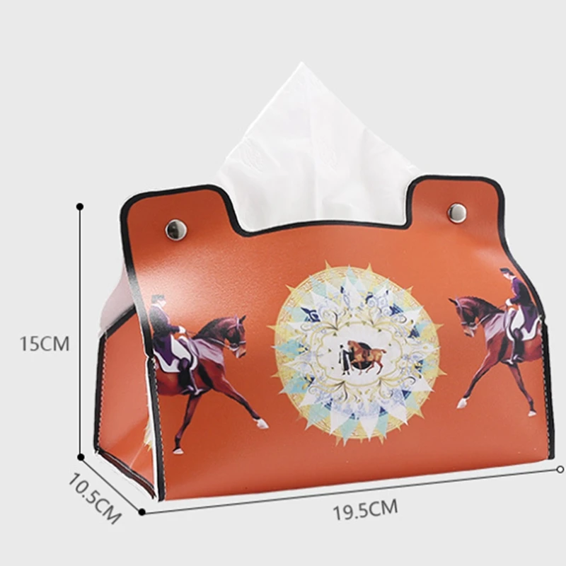 Organizador universal do desktop do suporte do guardanapo de couro da caixa do tecido da mobília retro, C fácil de usar