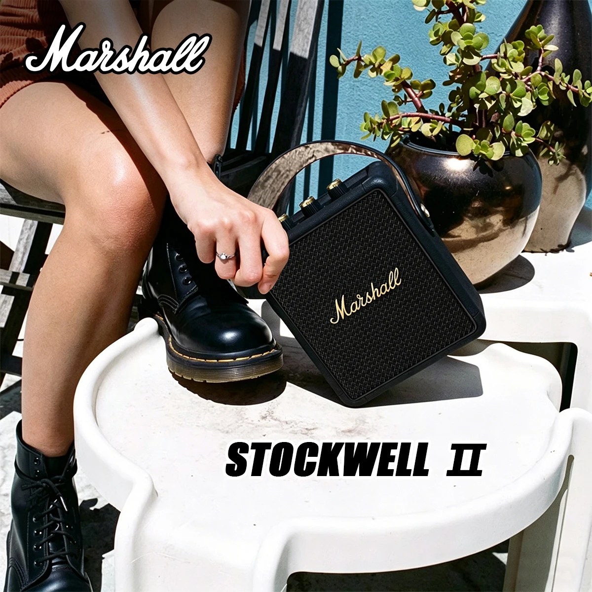 Marshall Stockwell II Portable Bluetooth Speaker - 20H Playtime IPX4 Waterproof 360° Stereo Sound Wireless Outdoor Speaker