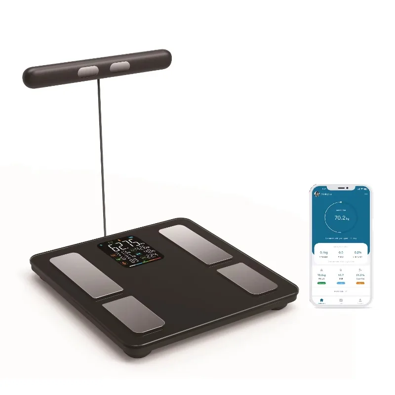 

Большой экран VA, 8-электродный анализатор состава, профессиональные цифровые весы BMI, управляемые Bluetooth, умные весы для жира в организме