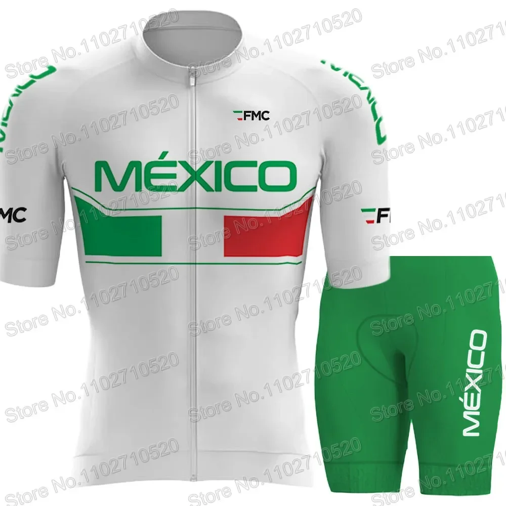 Mexico National Team 2024 Cycling Jersey Set Mexican Flag New Clothing Road Bike Shirts Suit Bicycle Bib Shorts MTB Ropa Maillot