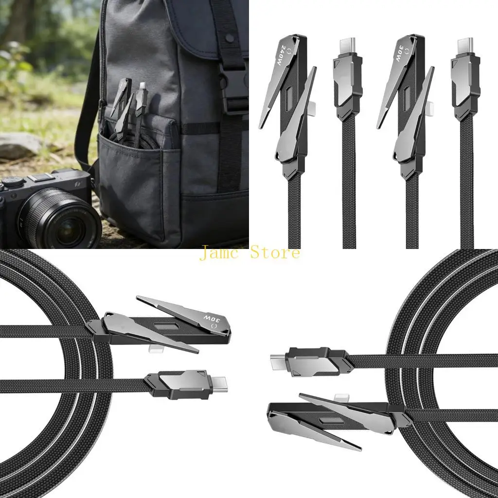 LX0B Braided Charging Cable 1.2M Length Foldable Holder Design For Easy Portability