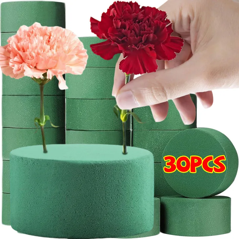 Bloques de Espuma Floral Redondos, 30/1 Piezas, Esponja Húmeda/Seca, Ladrillo de Espuma para Manualidades, Espuma Floral Absorbente Redonda para Conservación de Flores, Verde, Cortable