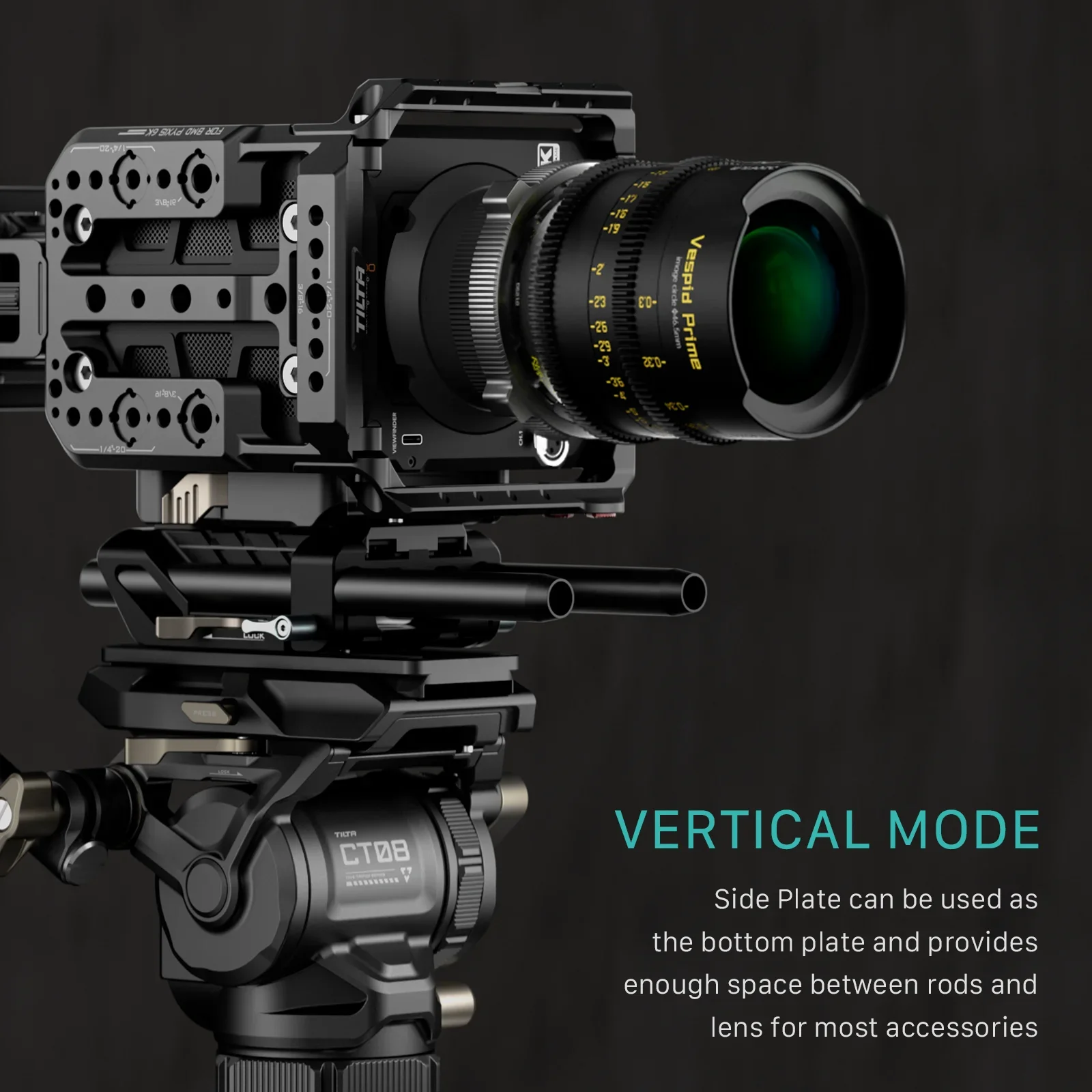 قفص كاميرا TILTA لـ Blackmagic PYXIS 6K ES-T21-A طقم قاعدة مع مقبض علوي Xeno الناتو أري روزيت حذاء بارد 1/4 "-20 3/8"-16