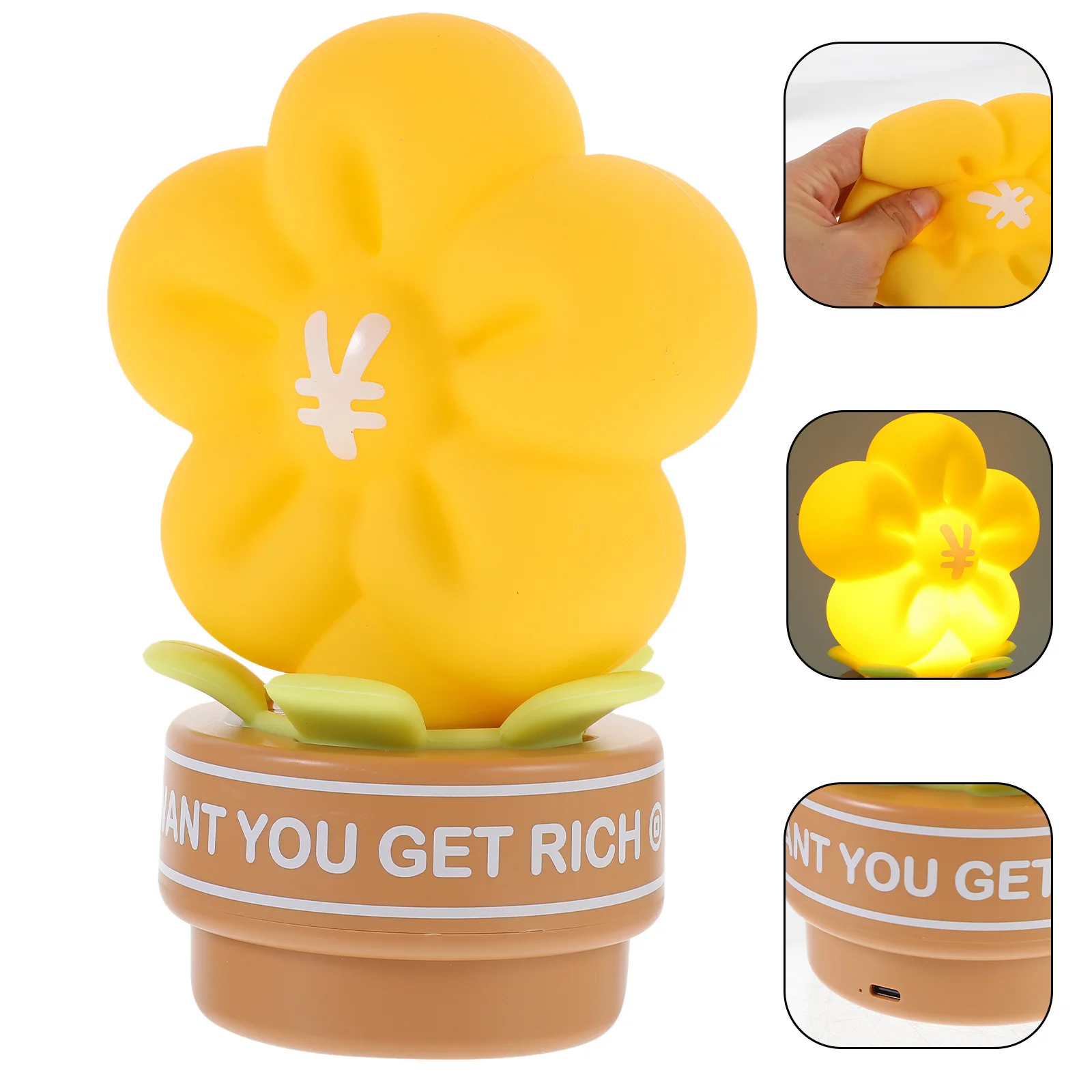 

Cartoon Night Light USB Flower Silicone Night Lamp Bedroom Bedside Rechargeable Cute Nightlight Soft Glow Bedroom Decorative