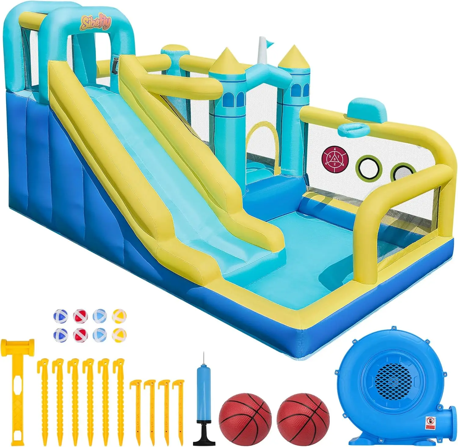 Bounce House, 8-in-1 Gameplay Mode Inflatable Bounce House for Kids | Sturdy and Durable Bouncy House with Blower, Bouncy Castle
