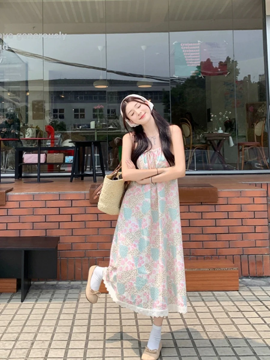 Vestido midi com decote em V, conjunto de duas peças f com saia de praia em camadas de renda, estilo férias de verão, ...