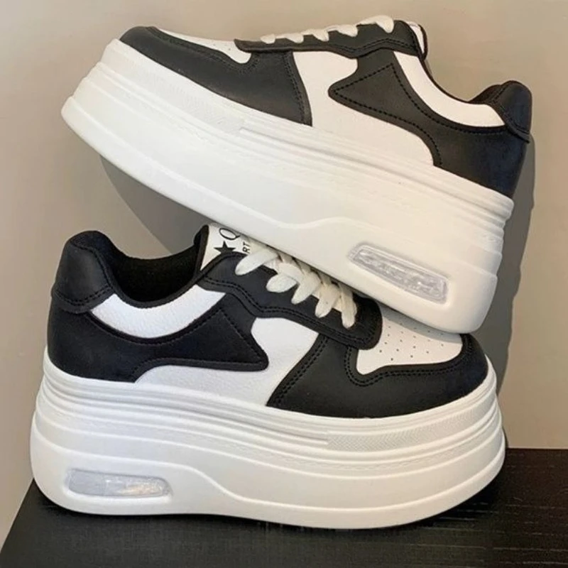 

7cm Height Boost Platform Sneakers Women White Thick Sole 2025 Autumn Korean Style Casual Shoes For Short Stature