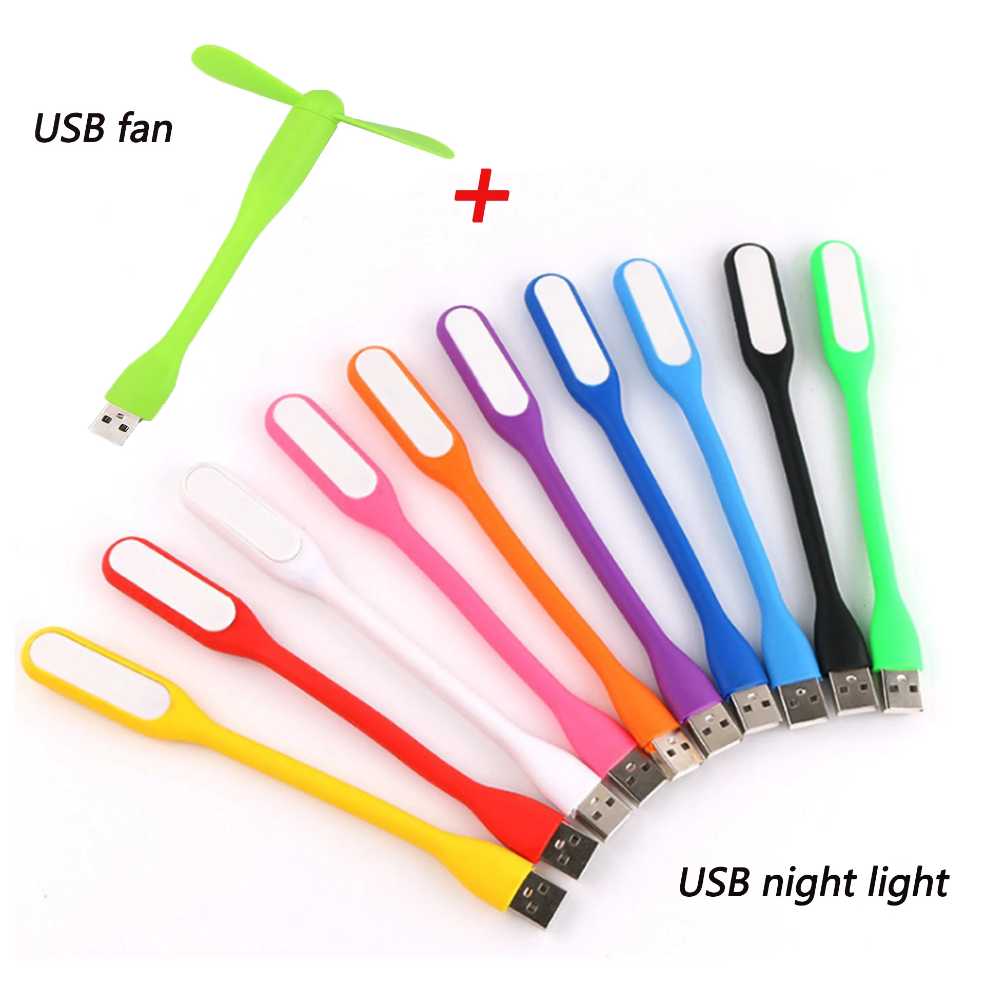 USB Mini Fan Flexible Portable Mini Fan USB Eye Protection Night Light LED Light Suitable For Mobile Power Laptop Cooling Gadget