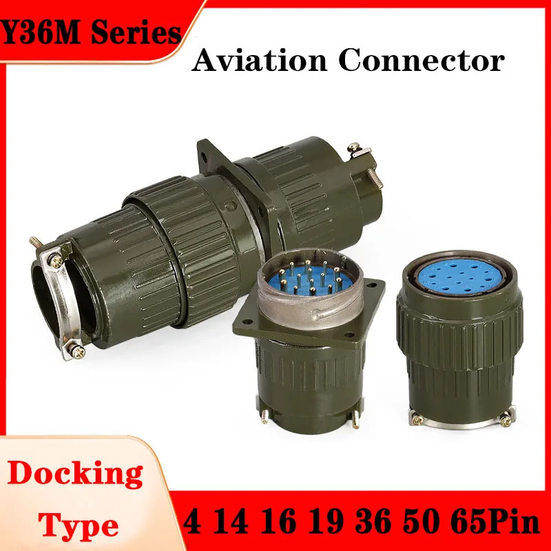 Y36M Series Fast Buckle Aviation Cable Industry Floating Typ Connector Plug Socket Male Female 4 14 16 19 36 50 65Pin Army Green