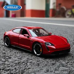 Welly 1:24 Porsche Taycan Turbo S Alloy Sports Car Model Diecasts Metal New Energy Vehicles Car Model Simulation Kids Toys Gifts