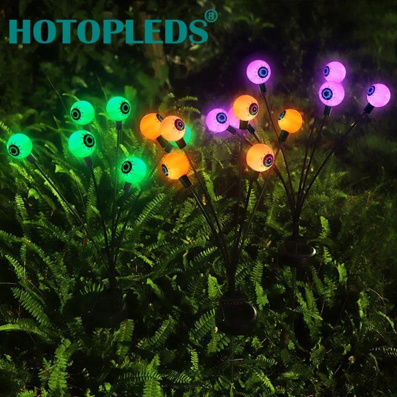 

2 Pack Solar Gights Outdoor Halloween Ghost Eye Plug-in Garden Ghost Festival Festive Atmosphere Firefly Decorative
