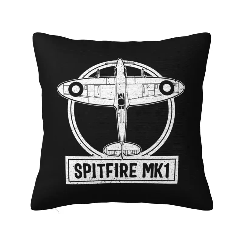 Custom Spitfires Mk.1 RAF UK British WWII Cushion Cover 40x40cm Supermarine Fighter Plane Pilot Aircraft Velvet Nordic Pillow