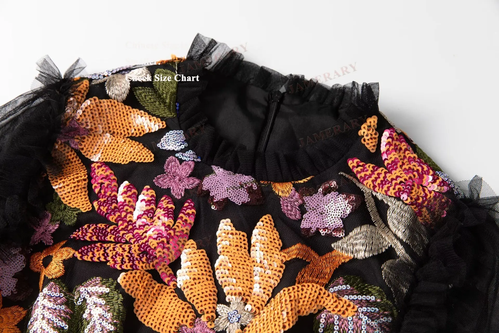 فساتين صيفية فاخرة رسمية للسهرات ترتر للنساء مطرزة بكشكشة وأكمام طويلة فستان ماكسي أسود للحفلات الراقصة والزفاف من التول