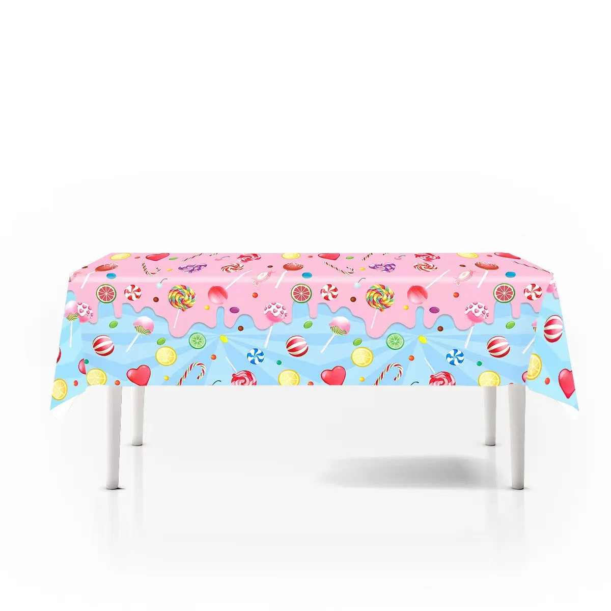 

108*180cm Lollipop Party Disposable Tablecloth Sweet Candy Girls Birthday Table Cover Decor Baby Shower Party Mat Supplies