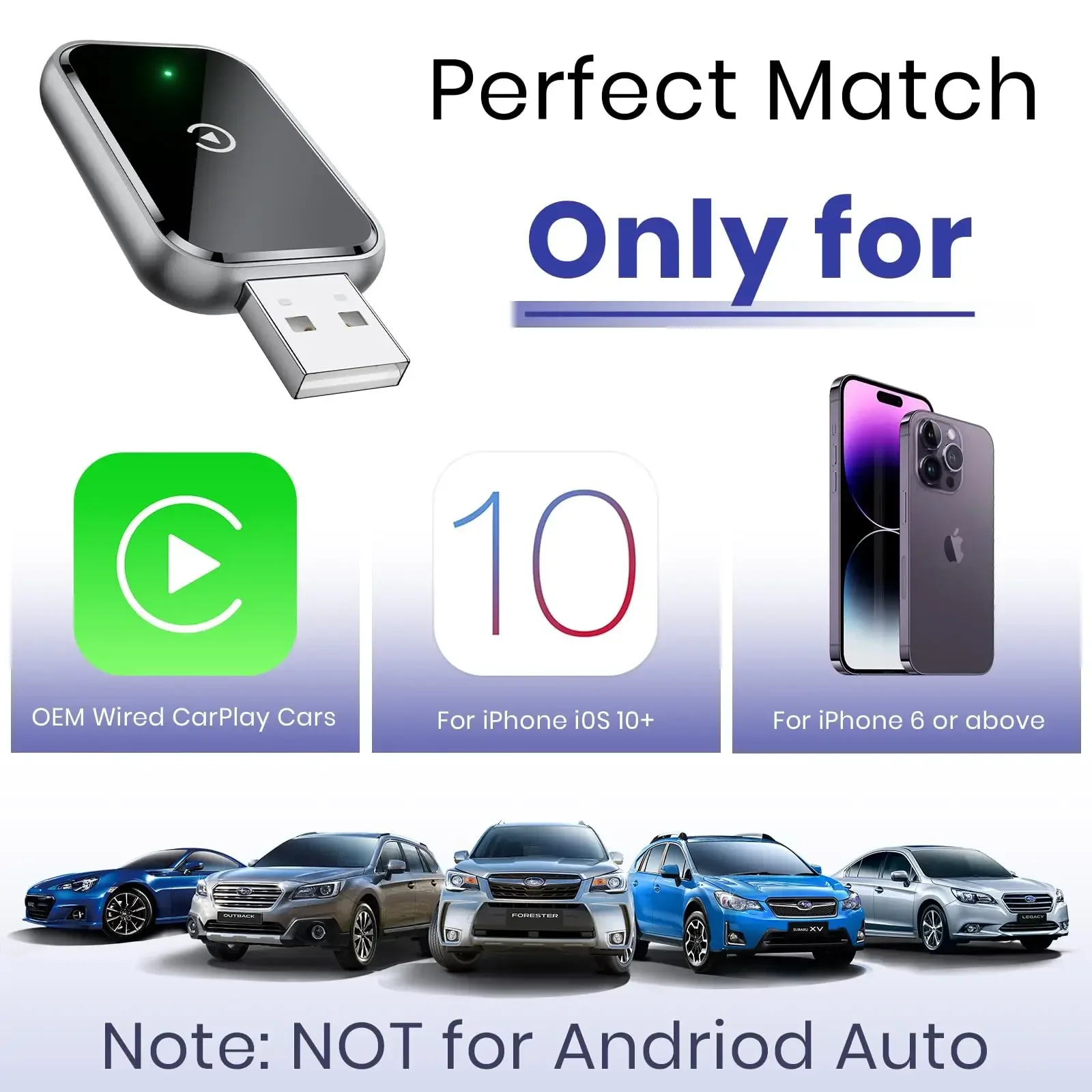 محول Carplay اللاسلكي Android Auto 2 في 1 Car Mini Box محول لاسلكي USB التوصيل والتشغيل بلوتوث واي فاي اتصال سريع OEM