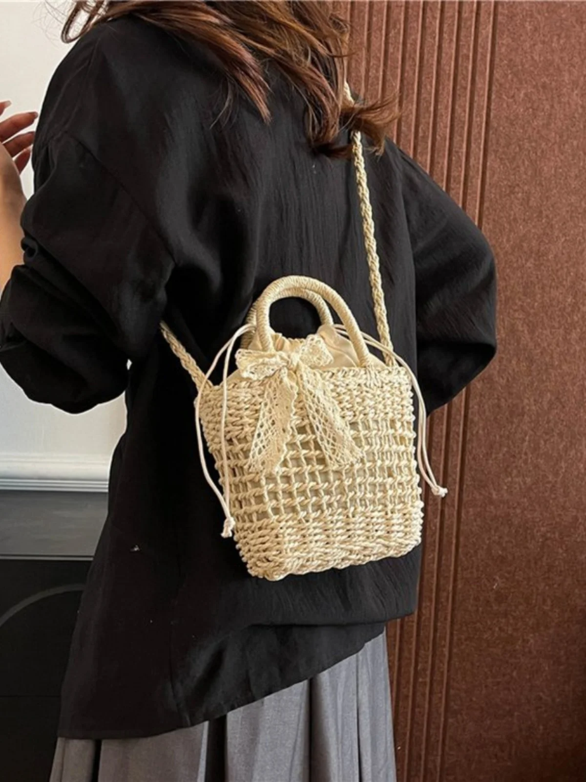 

Сумка St ручной работы, женская летняя пляжная сумка Faion, сумка через плечо с веревкой, повседневная простая сумка для поездок на работу