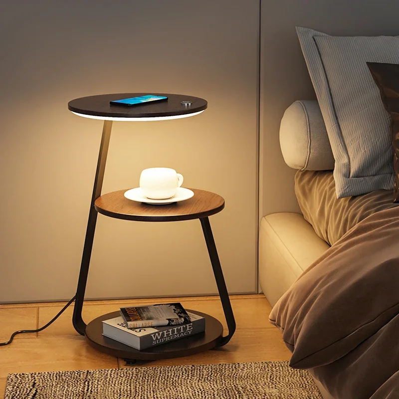 Bed Side Coffee Tables Mobile Round Nightstands Sofa Tray Bedroom Console Table Smart Corner Modern Art De Table Home Furniture