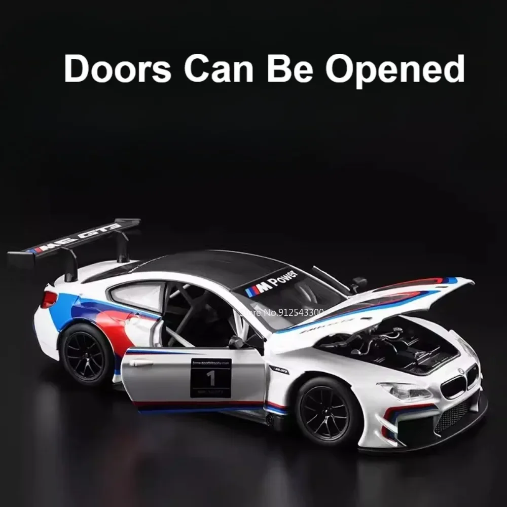 金属合金レーシングカーモデル,音と光のシミュレーション玩具,ギフト,コレクション,bmw m6 gt3,スケール1/32,cca-diecast