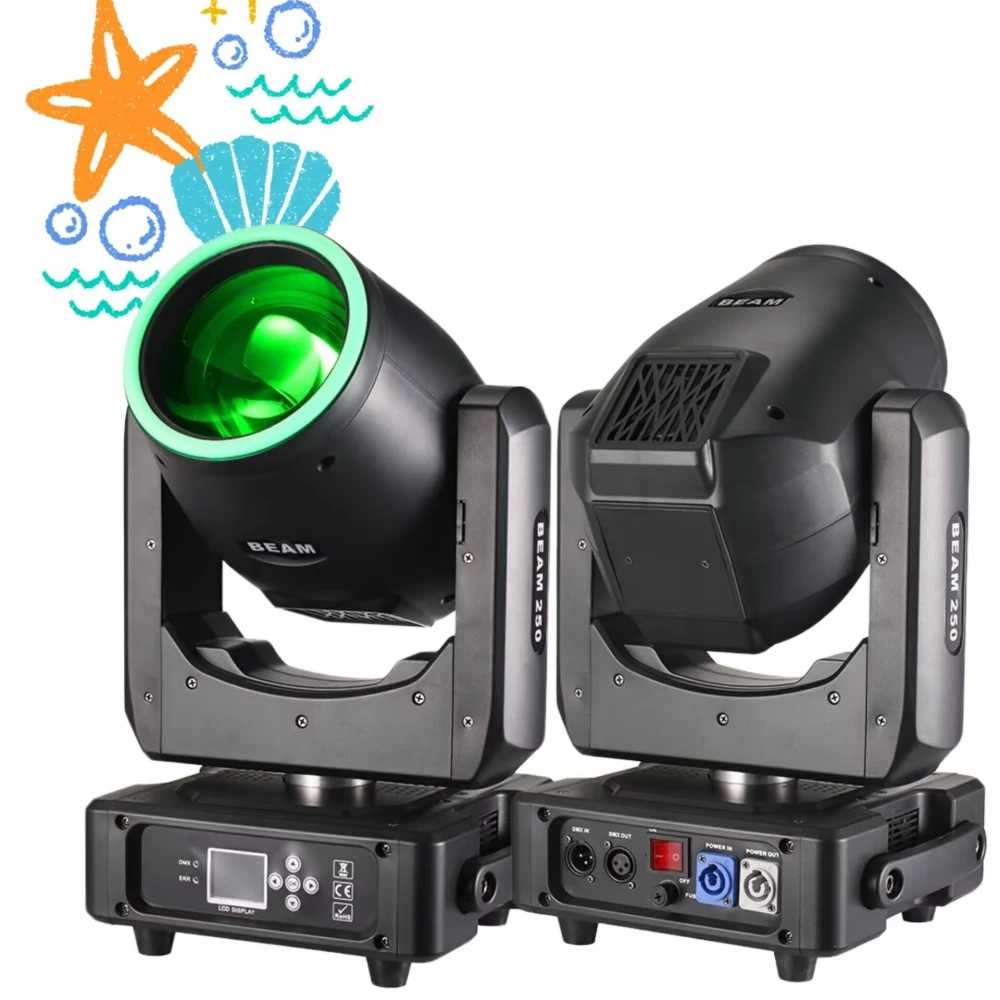 Lyre 250W 8R RGBW BEAM DMX512 ضوء المرحلة مع رأس التحكم الصوتي المحمول وإضاءة DJ DMX، مناسبة لموسيقى الزفاف
