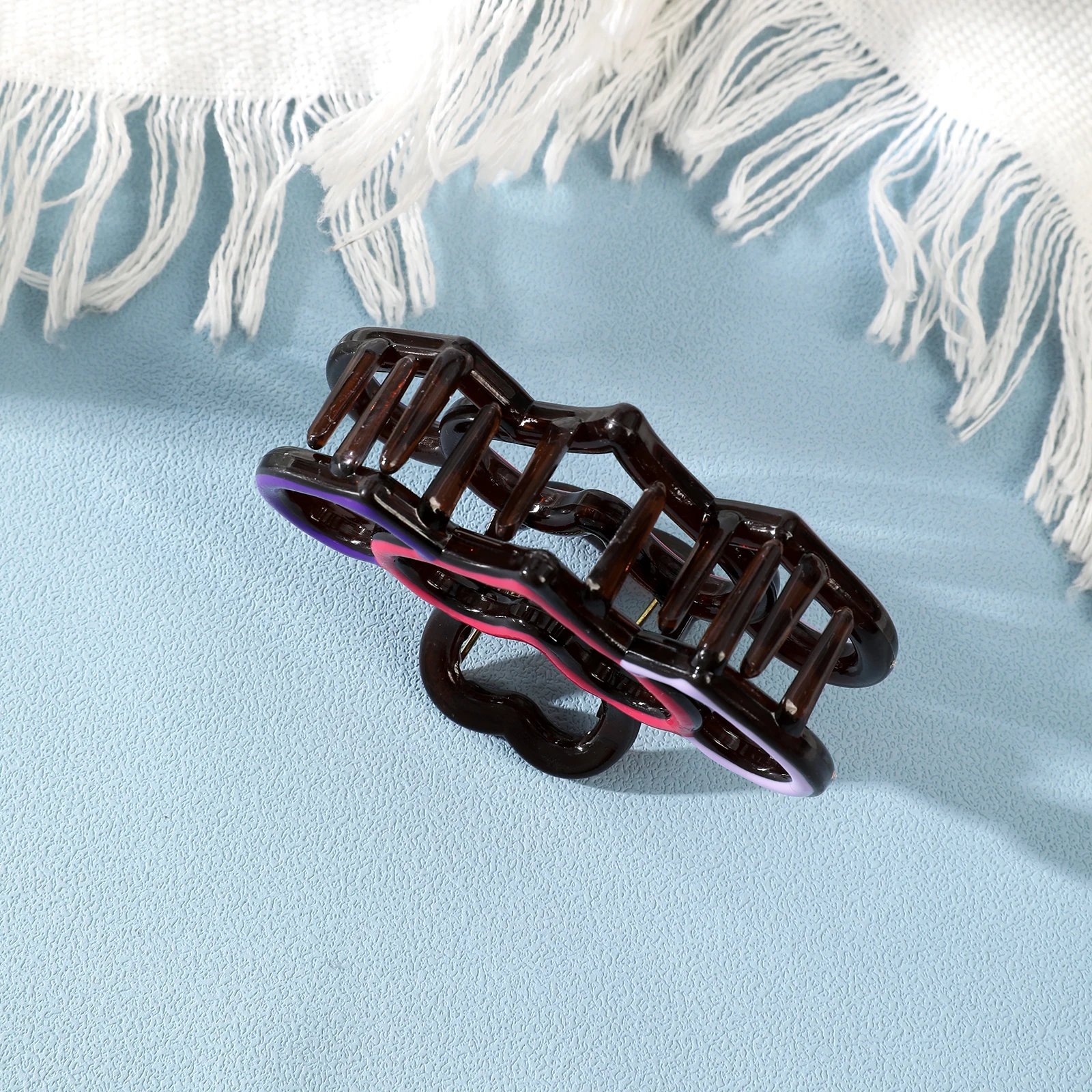 AWAYTR Klip Cakar Rambut Hati Baru Wanita Anak Perempuan Ekor Kuda Plastik Kepiting Rambut Jepit Jepit Rambut Aksesori Rambut