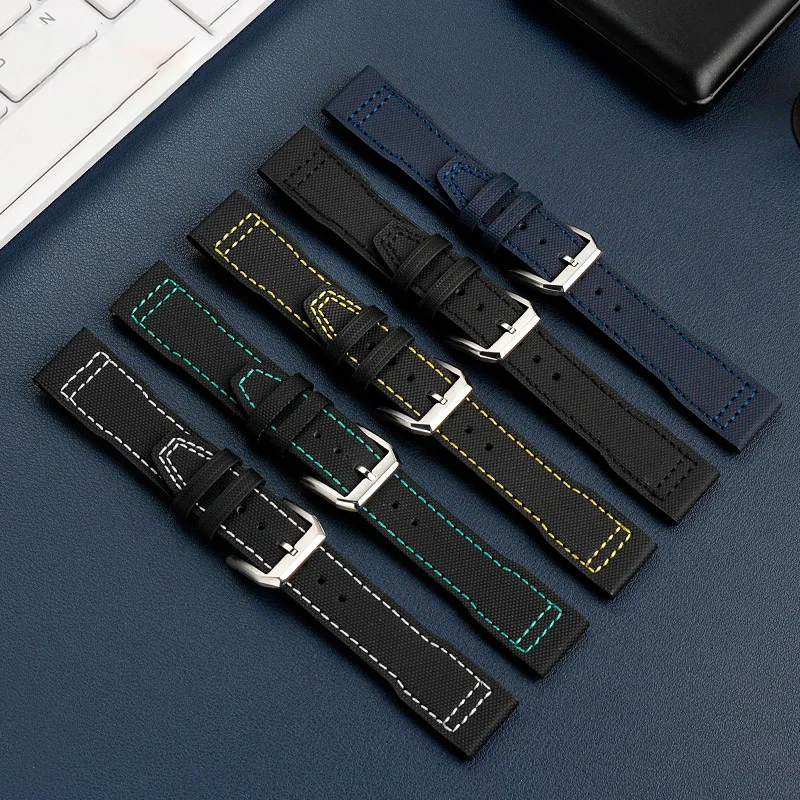 20mm 21mm 22mm for IWC Pilot Little Prince/Mercedes AMG Petronas F1 Mark 18 Men's Watch Band Black Blue Nylon Leather Watchband