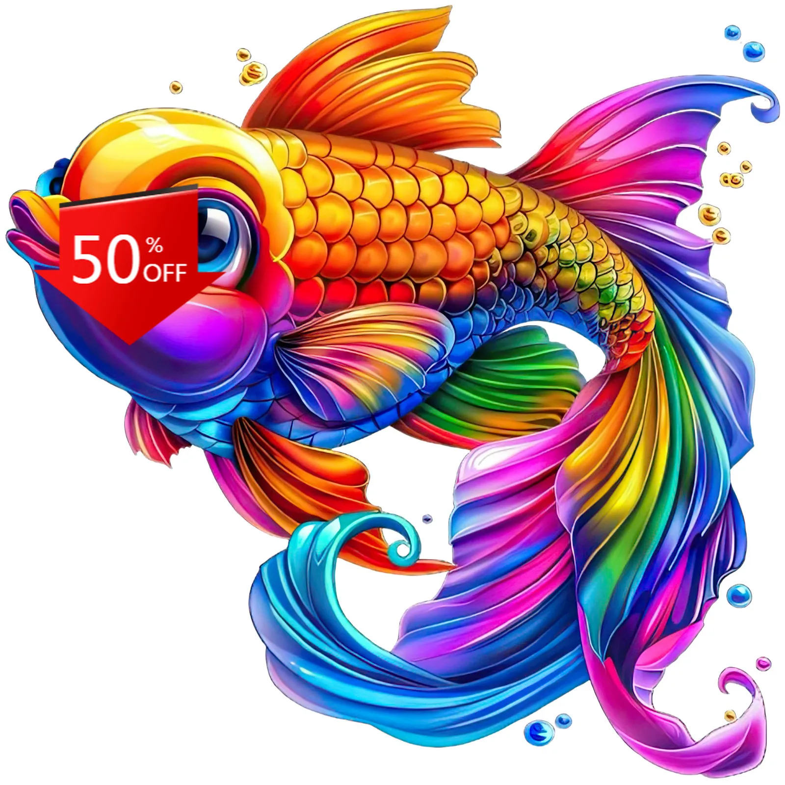 

Rainbow Fish StickerBeautiful Colorful Aesthetic Car Laptop Window Bumper Waterproof Vinyl Decal Decoration Vintage Vintage