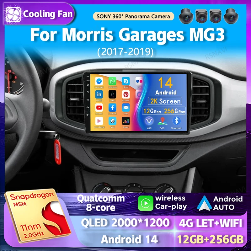 Android 14 wifi+4G Carplay AUTO BT Car Radio For Morris Garages MG3 2017 2018 2019 Navigation GPS Video Player Stereo Multimedia