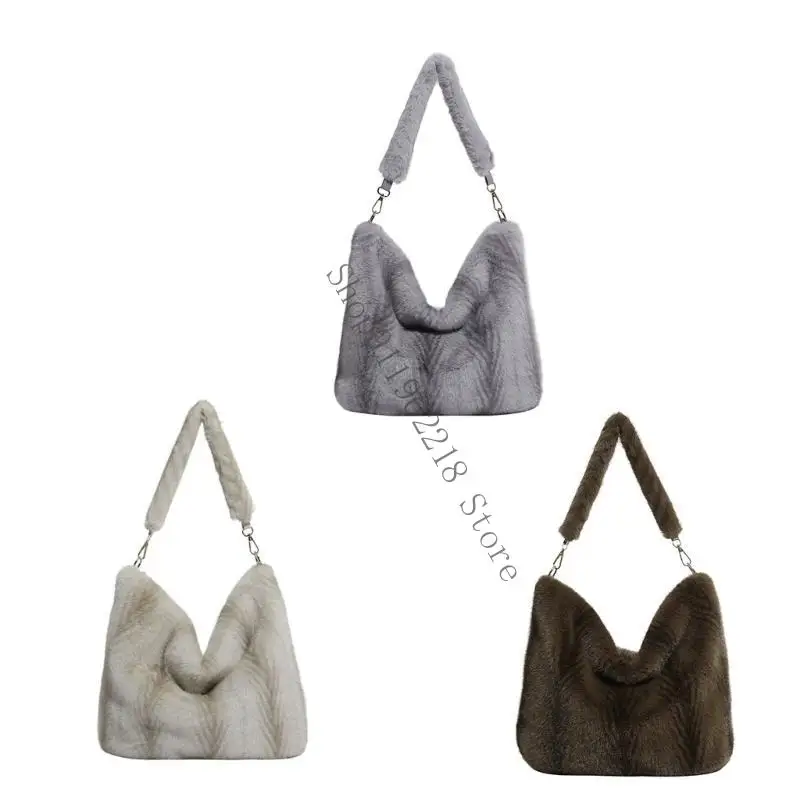 

Roomy Fuzzy Shoulder Bag Comfortable Strap Womens Handheld Bag Fashion Underarm Purse For Work And Travel 066F