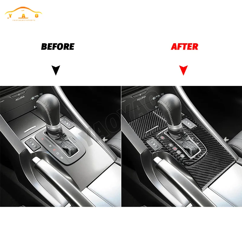 Real Carbon Fiber Sticker For Acura TSX 2009-2014 Transmission Panel Kit Panel Cover Car Accessories Car Sticker